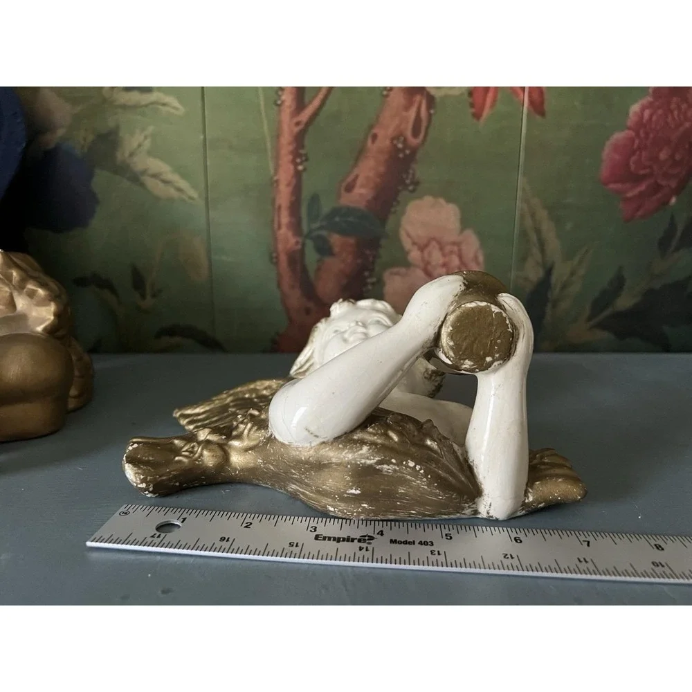 Vintage 90's Gold Painted Cherub Angel Figurines